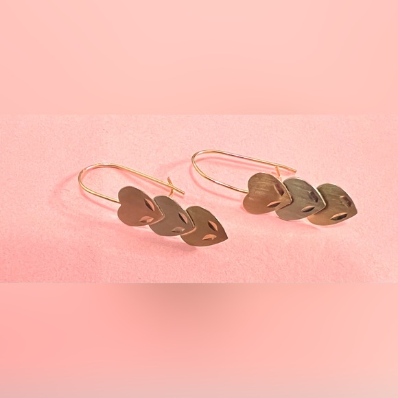 Vintage 14k Tri-color Rose/White/Yellow Gold Earrings 0.7 grams